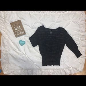 Express Blouse Black and Gold Glittery Stripes